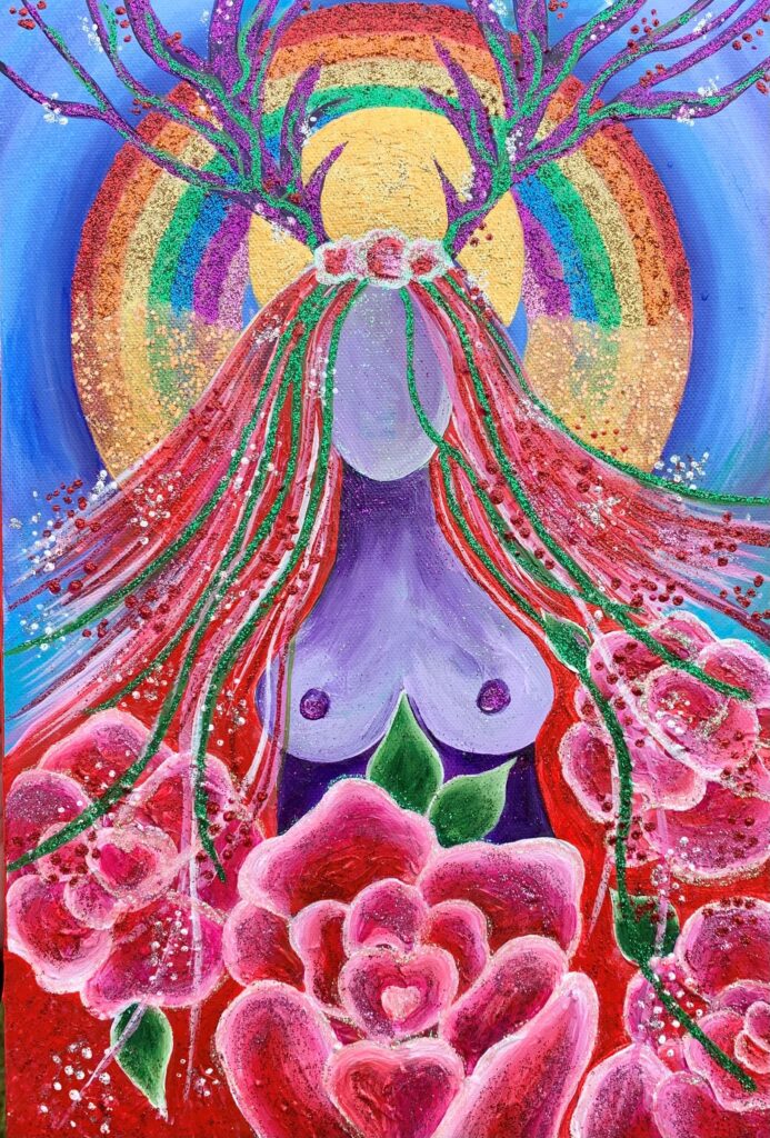 The Lover represents the South East of the wheel at Beltane, reminding you to fiercely love yourself and others as well as feeling Her love.