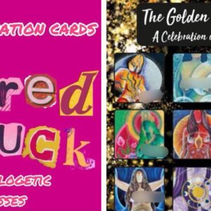A set of Sacred as fuck affirmation cards and Golden Goddess Oracle cards